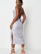 Бузкова сукня в білизняному стилі зі шнурівкою на спинці та вирізом на ніжці | 6700174 | фото 2