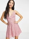 Розовое ажурное мини-платье с завязками на спине | 6700195 | фото 2