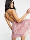 Рожева ажурна міні-сукня із зав'язками на спині | 6700195 | фото 3
