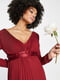 Плиссированное бордовое платье-макси для беременных с поясом | 6700214 | фото 2