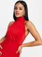 Облегающее ассиметричное платье красного цвета с американской проймой | 6700226 | фото 3
