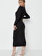 Чорна сукня-міді в рубчик з декоративною асиметричною застібкою | 6700314 | фото 2