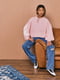 Рожевий укорочений светр з принтом | 6700316 | фото 3