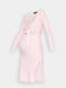 Сукня для вагітних рожева з розрізом збоку та поясом | 6700322 | фото 3
