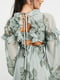 Платье для беременных цвета хаки в цветочный принт с оригинальной спинкой | 6700323 | фото 3