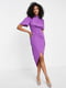 Приталенное фиолетовое платье с асимметричной юбкой “на запах” | 6700340 | фото 2