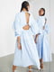 Сукня-міді А-силуету блакитна з об’ємними рукавами | 6700400 | фото 3