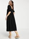 Сукня-міді А-силуету чорна з рукавами-ліхтариками | 6700414 | фото 2