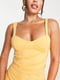 Асимметричное приталенное платье желтого цвета | 6700435 | фото 4