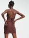 Коричнева міні-сукня в білизняному стилі зі шнурівкою на спинці | 6700497 | фото 2