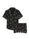 Піжамний комплект чорний з принтом: сорочка і шорти | 6705183 | фото 3