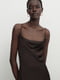 Атласна коричнева лляна сукня середньої довжини | 6705197 | фото 3