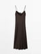 Атласна коричнева лляна сукня середньої довжини | 6705197 | фото 5