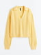 Пуловер жовтий косої в'язки з коміром | 6705209 | фото 2