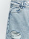 Широкі джинси блакитні з потертостями | 6705446 | фото 4