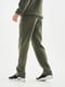 Трикотажні штани кольору хакі на флісі з прямим низом | 6704977 | фото 2