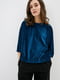 Комплект: велюровий синій джемпер і широкі чорні штани | 6705498 | фото 2
