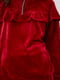 Велюровий комплект винного кольору: джемпер з оборками та розкльошені штани | 6705508 | фото 4