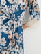 Синій халат в квітковий принт з мереживом на рукавах | 6705512 | фото 3