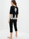 Чорна піжама з мереживом: блуза і облягаючі легінси | 6705560 | фото 2