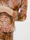 Домашній комплект кольору махагону в принт: сорочка на запах та розкльошені штани | 6705571 | фото 4