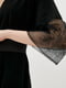 Чорний халат з мереживним рукавом та поясом | 6705796 | фото 3