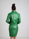 Шкіряний костюм зеленого кольору: курточка і спідниця | 6705848 | фото 2