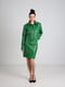 Шкіряний костюм зеленого кольору: курточка і спідниця | 6705848 | фото 3