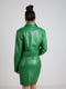 Укорочена шкіряна куртка зеленого кольору | 6705856 | фото 3