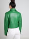 Укорочена шкіряна куртка зеленого кольору | 6705856 | фото 5