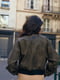 Вінтажна куртка-бомбер з екошкіри хакі | 6706614 | фото 3