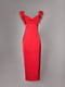 Червона сатинова сукня-комбінація з пір’ям | 6706655 | фото 8