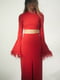Комплект із червоної вечірньої сукні-бандо та топа | 6706658 | фото 2