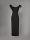 Чорна сатинова сукня-комбінація з пір'ям | 6706664 | фото 8