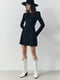 Чорна замшева сукня міні з рукавами-ліхтариками | 6706696 | фото 4