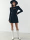 Чорна замшева сукня міні з рукавами-ліхтариками | 6706696 | фото 5