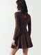 Сукня міні з екозамші шоколадного відтінку | 6706697 | фото 3
