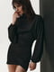 Чорна трикотажна сукня міні з суцільнокроєним рукавом | 6706699 | фото 3