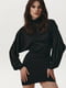 Чорна трикотажна сукня міні з суцільнокроєним рукавом | 6706699 | фото 6
