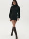 Чорна трикотажна сукня міні з суцільнокроєним рукавом | 6706699