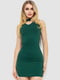 Изящное зеленое короткое платье | 6707605