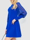 Синее платье с прозрачными рукавами | 6707624 | фото 4