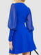 Синее платье с прозрачными рукавами | 6707624 | фото 5