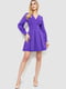 Платье на поясе с V-образным вырезом фиолетовое | 6707650 | фото 2