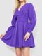 Платье на поясе с V-образным вырезом фиолетовое | 6707650 | фото 3