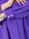 Платье на поясе с V-образным вырезом фиолетовое | 6707650 | фото 5