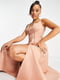 Сукня ніжно-рожевого кольору з розрізом на нозі | 6509462 | фото 2