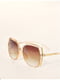 Сонцезахисні  окуляри бежевого кольору на ланцюжку | 6707528 | фото 3