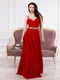 Сукня ошатна червона з поясом | 6506567 | фото 3