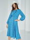 Платье-миди голубое в мелкий горошек | 6506272 | фото 3